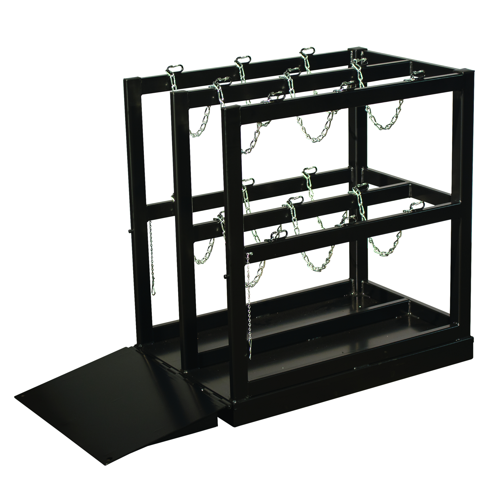 Justrite Gas Cylinder Barricade Rack — 6 Cylinder Capacity, Steel, With Ramp, Model# 35224